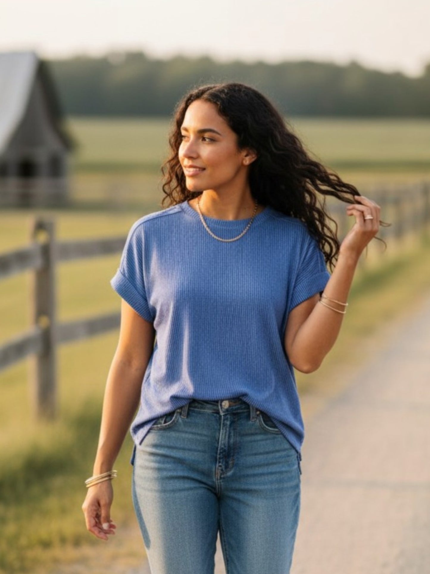 Coastal Blue Textured Top
