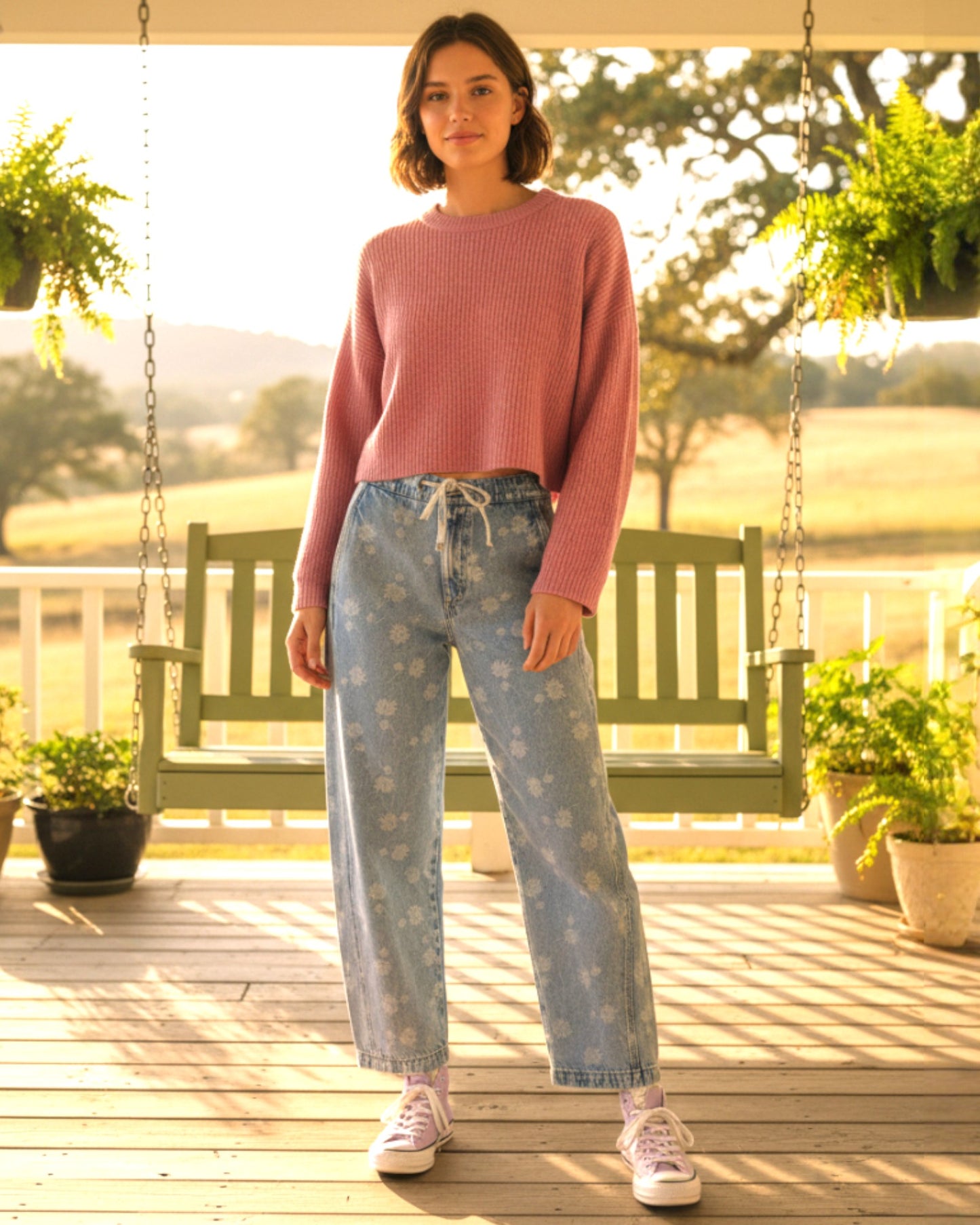 Dandelion Light Wash Drawstring Denim