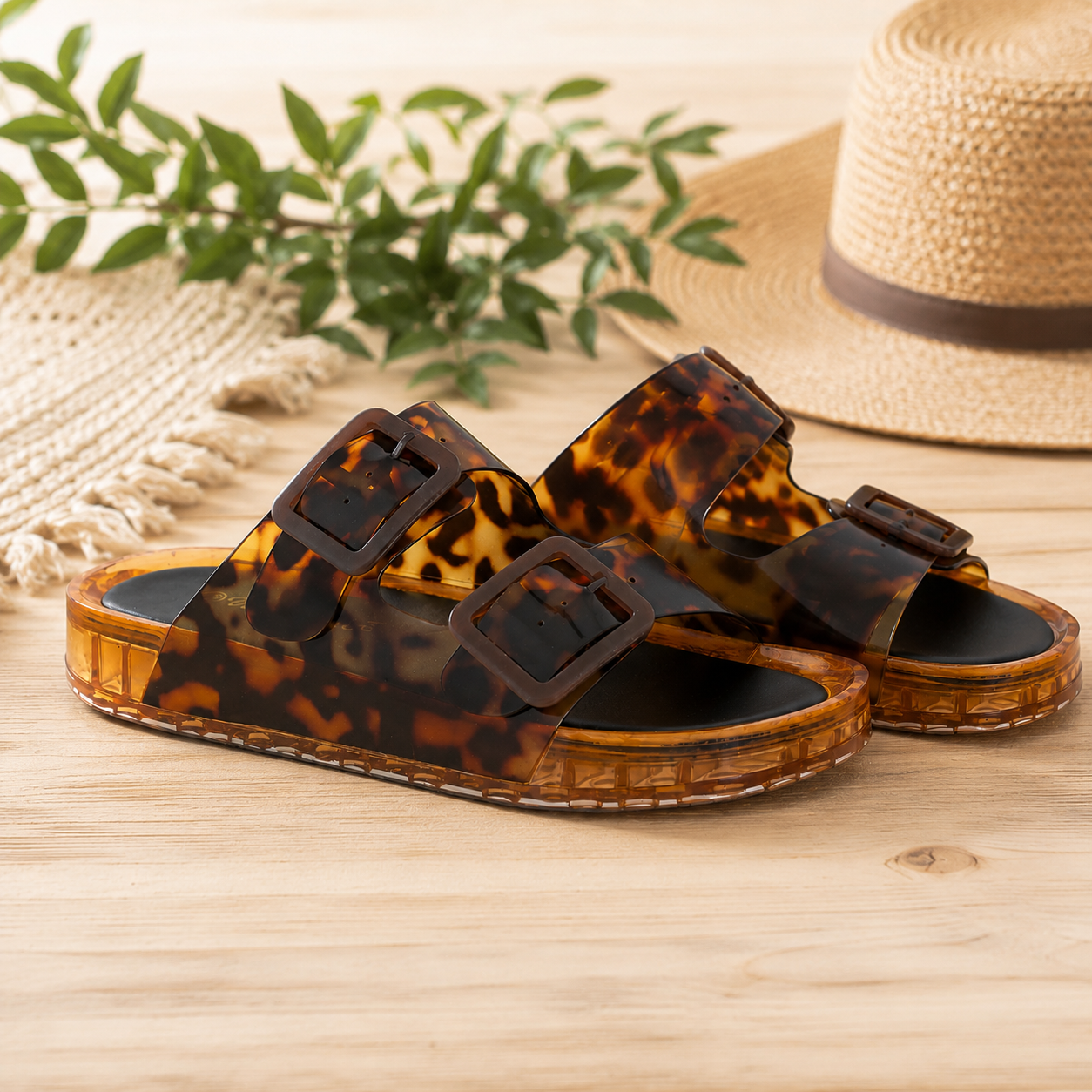 Tortoise Shell Jelly Sandals