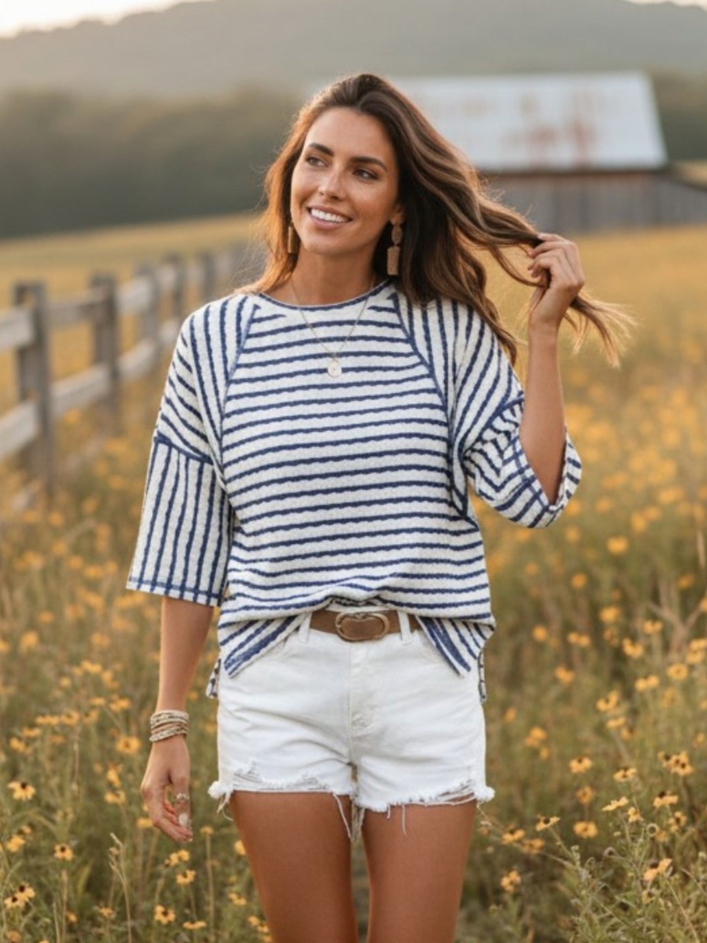 Harbor Breeze Navy Striped Top
