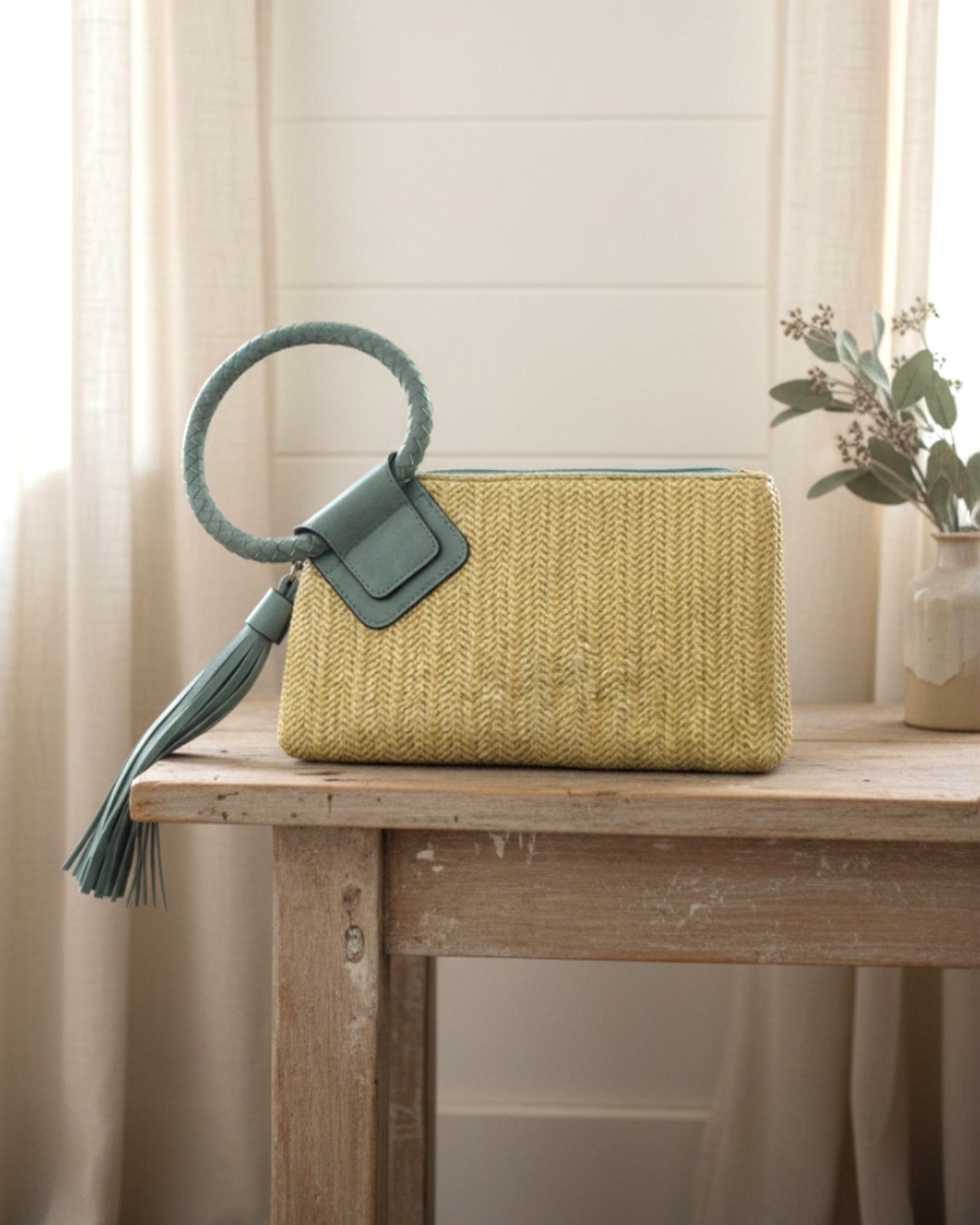 Cheyenne Straw Wristlet-Turquoise