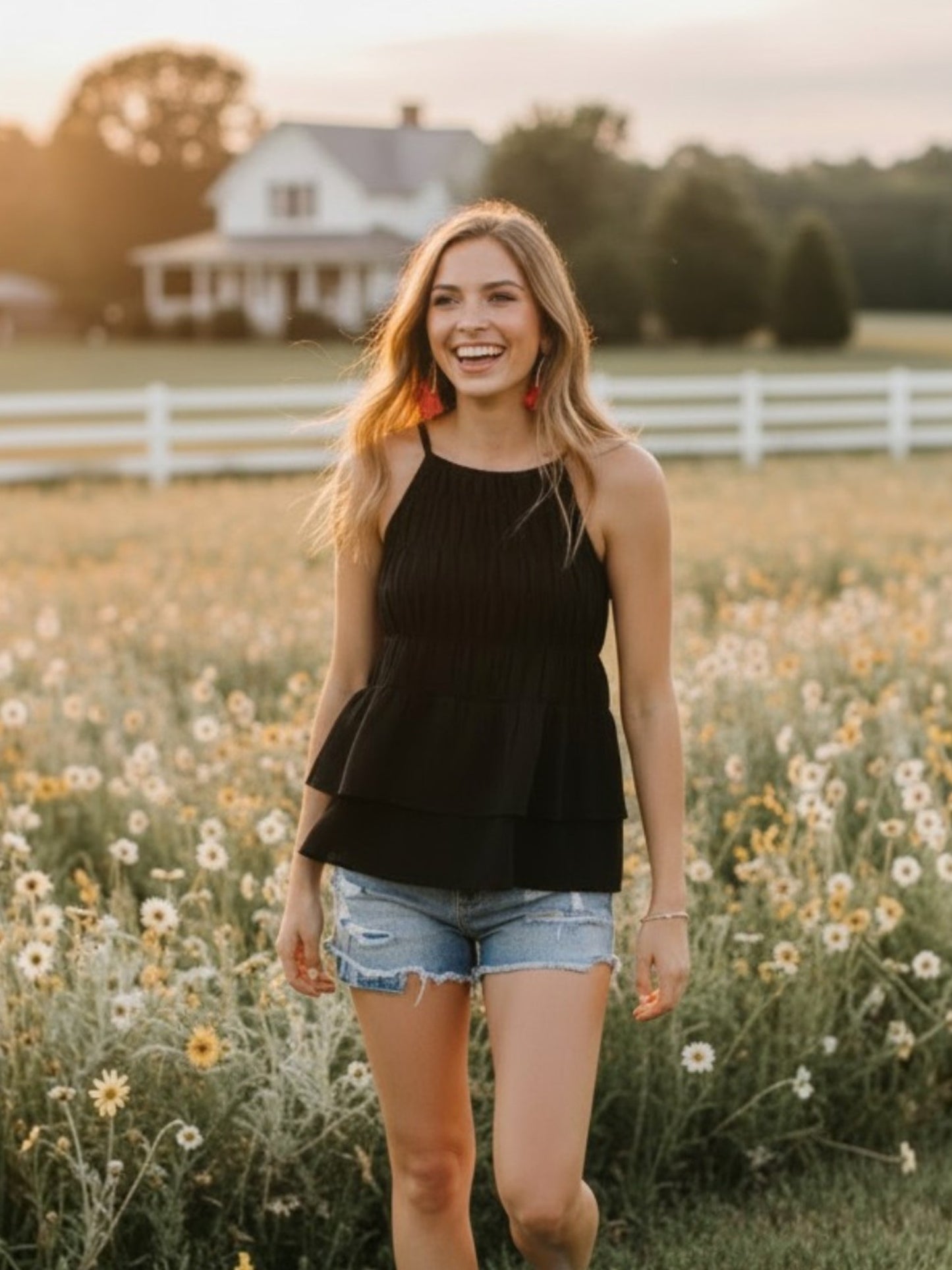 Twilight Ruffle Halter Tank