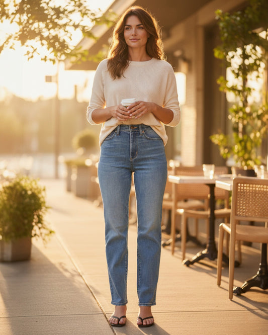Judy Blue High Waist Straight Fit Jeans- Medium Wash