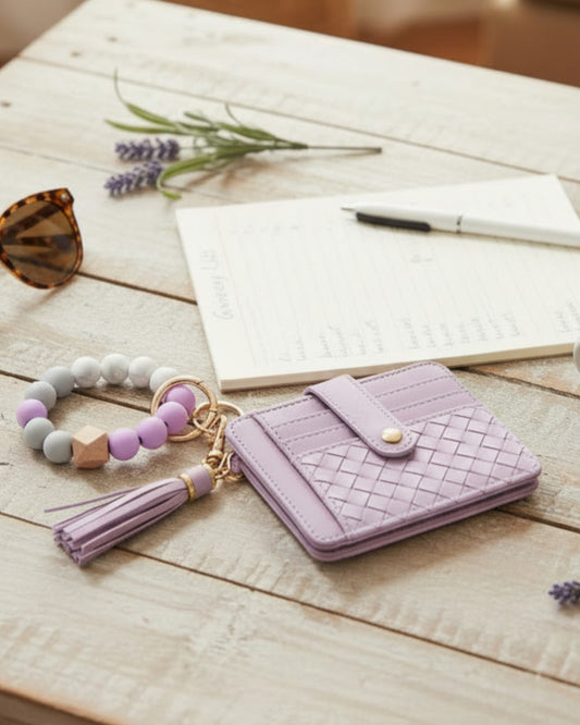Woven Keychain Wallet-Lavender