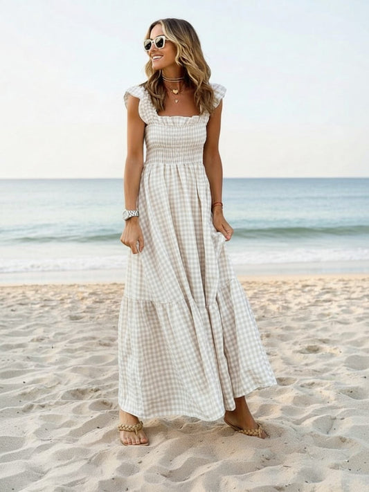 Sandy Shores Gingham Maxi Dress