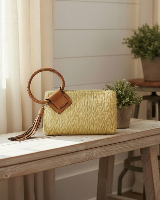 Cheyenne Straw Wristlet-Tan