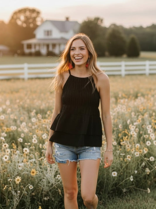 Twilight Ruffle Halter Tank