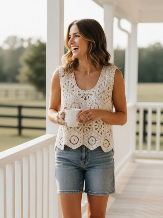 Sweet Magnolia Crochet Tank