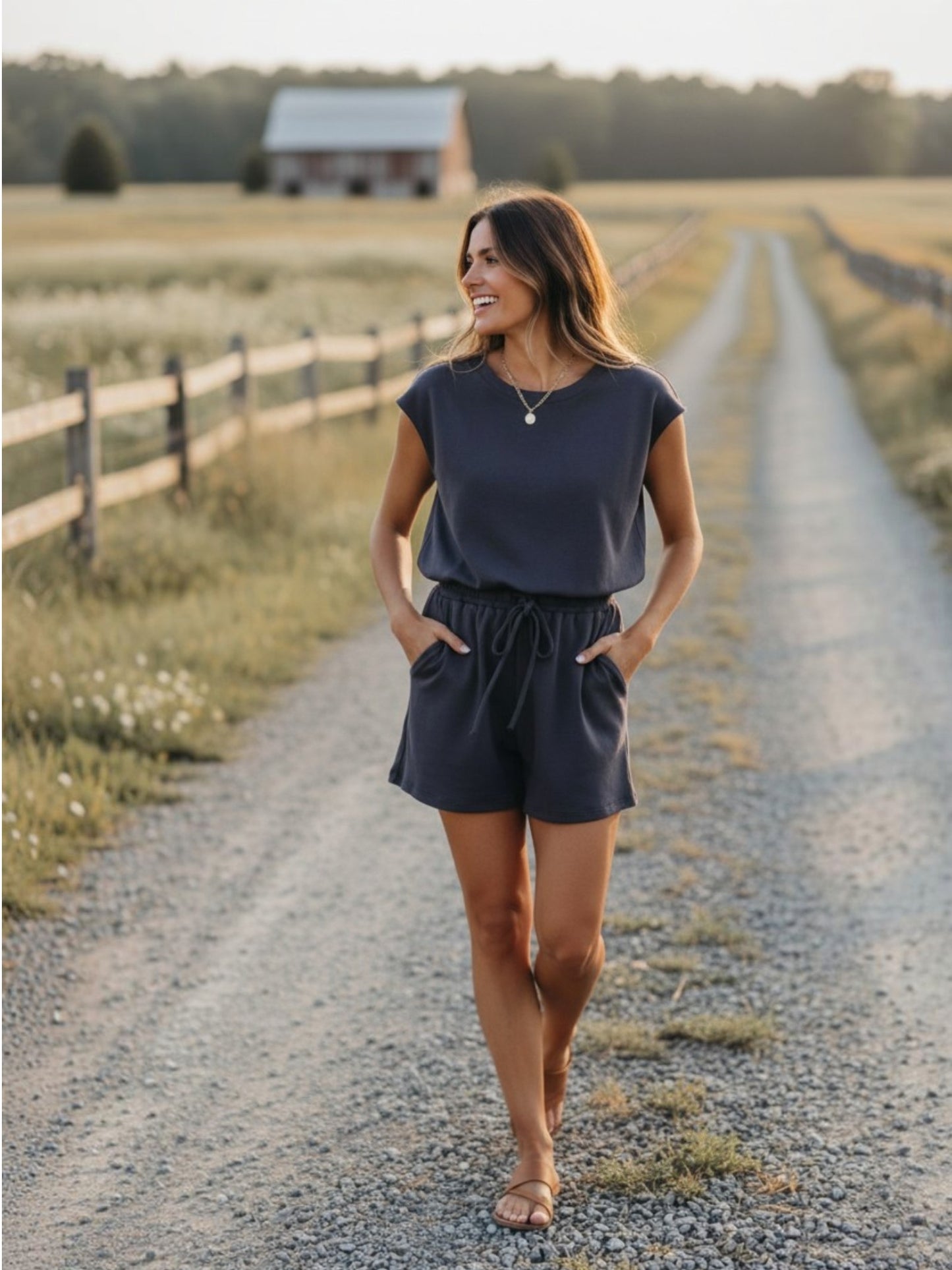 Camden Navy Backless Romper